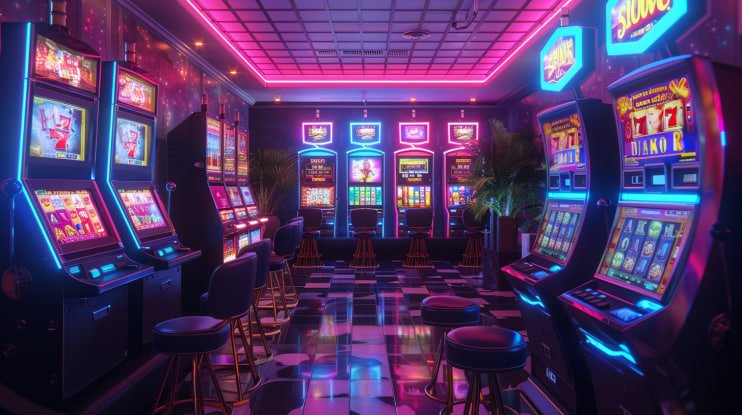 Layar pemilihan level Fishing Arcade dan pengaturan taruhan di aplikasi space togel